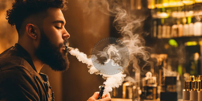 مردی در حال ویپینگ است و از اینکار لذت میبرد