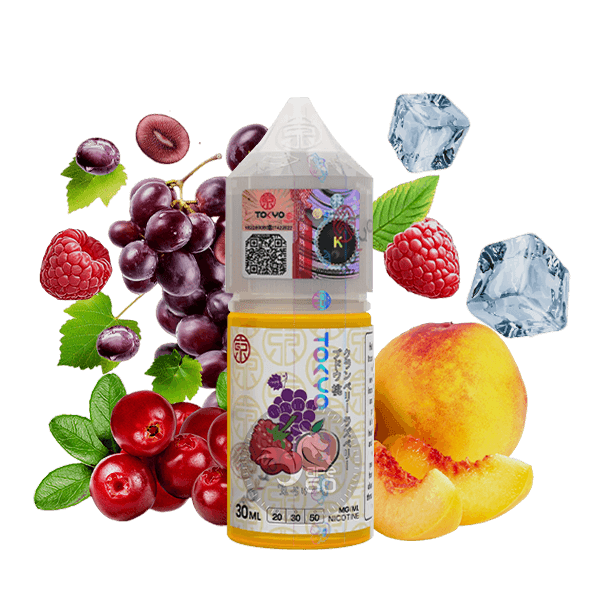 خرید سالت زغال اخته تمشک یخ توکیو (30میل) TOKYO ICED CRANBERRY RASPBERRY GRAPE PEACH
