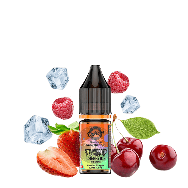 خرید سالت توت فرنگی یخ ویپرسو (10میل) VAPORESSO DELICIU STRAWBERRY RASPBERRY CHERRY ICE