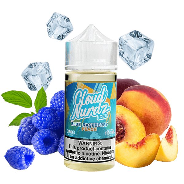 خرید جویس هلو تمشک یخ کلود نوردز (100میل) CLOUD NURDZ ICED PEACH BLUE RASPBERRY