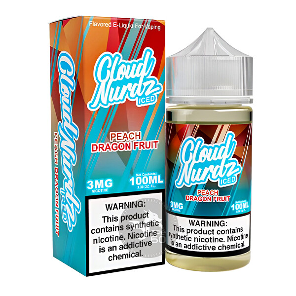 خرید جویس هلو دراگون فروت یخ کلود نوردز (100میل) CLOUD NURDZ ICED PEACH DRAGON FRUIT