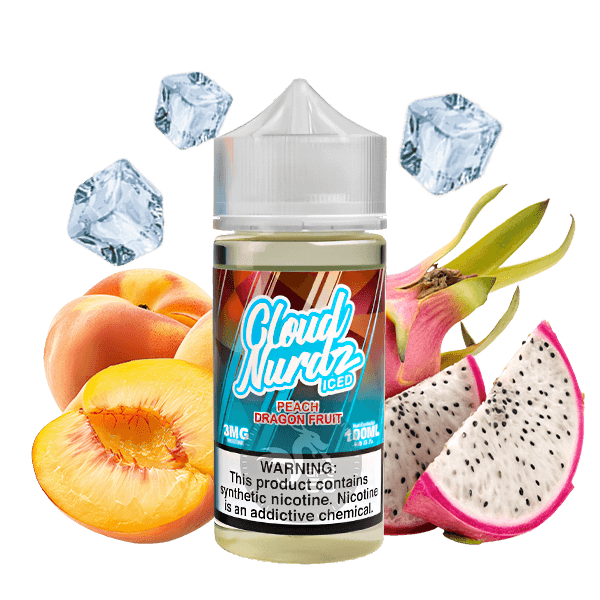 خرید جویس هلو دراگون فروت یخ کلود نوردز (100میل) CLOUD NURDZ ICED PEACH DRAGON FRUIT