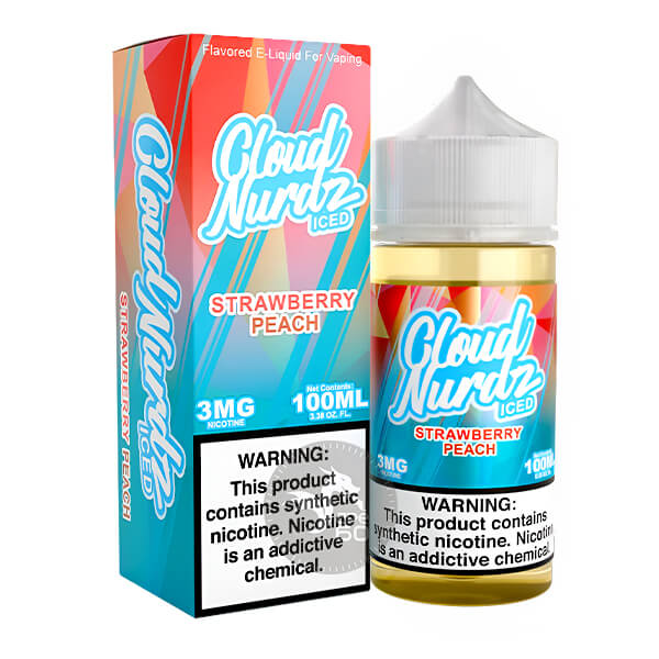 خرید جویس توت فرنگی هلو یخ کلودنوردز (100میل) CLOUD NURDZ ICED STRAWBERRY PEACH