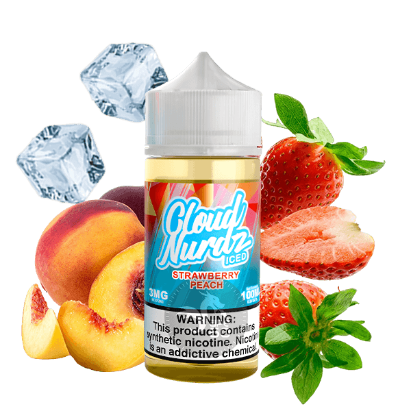 خرید جویس توت فرنگی هلو یخ کلودنوردز (100میل) CLOUD NURDZ ICED STRAWBERRY PEACH