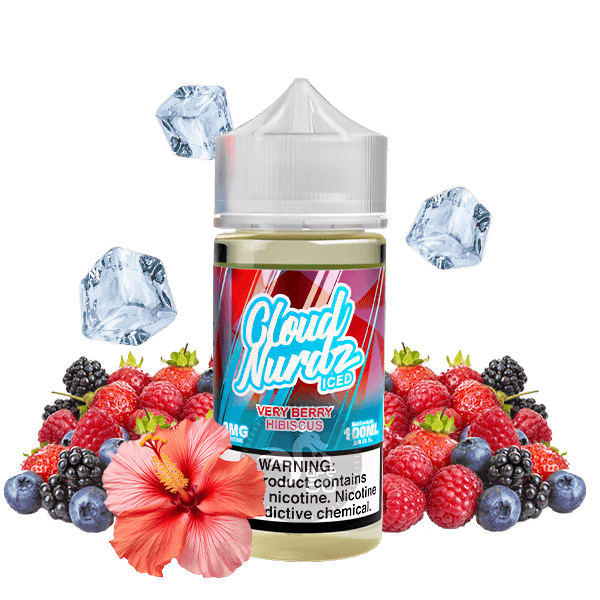 خرید جویس تمشک شاتوت یخ کلود نوردز (100میل) CLOUD NURDZ ICED VERY BERRY HIBISCUS