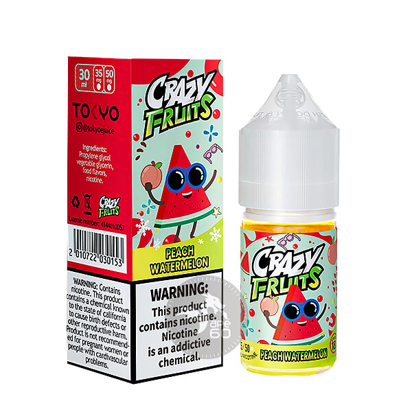 خرید سالت هلو هندوانه یخ توکیو (30میل) TOKYO CRAZY FRUITS PEACH WATERMELON