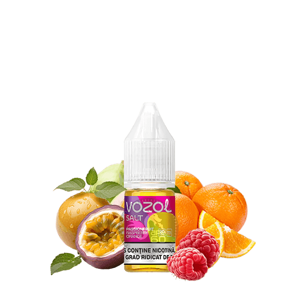خرید سالت پشن فروت تمشک پرتقال وزول (10میل) VOZOL PASSIONFRUIT RASPBERRY ORANGE